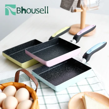 

Stainless Steel Frying Pan Handheld Non-stick Pan Smokeless Pancake Fried Egg Rectangular Pan Kitchen Tool Gas Appliance