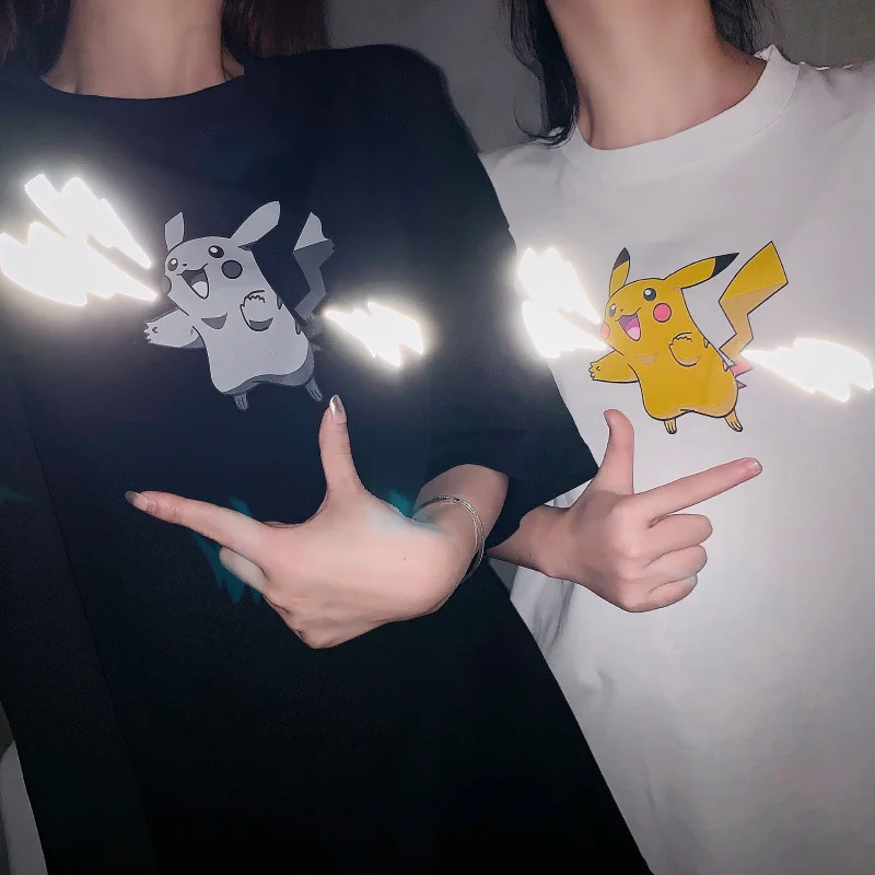 Funny-Pikachu-T-shirt-Women-Summer-Pokemon-Kawaii-Long-Loose-Top-Korean-Harajuku-Style-Ulzzang-Friends