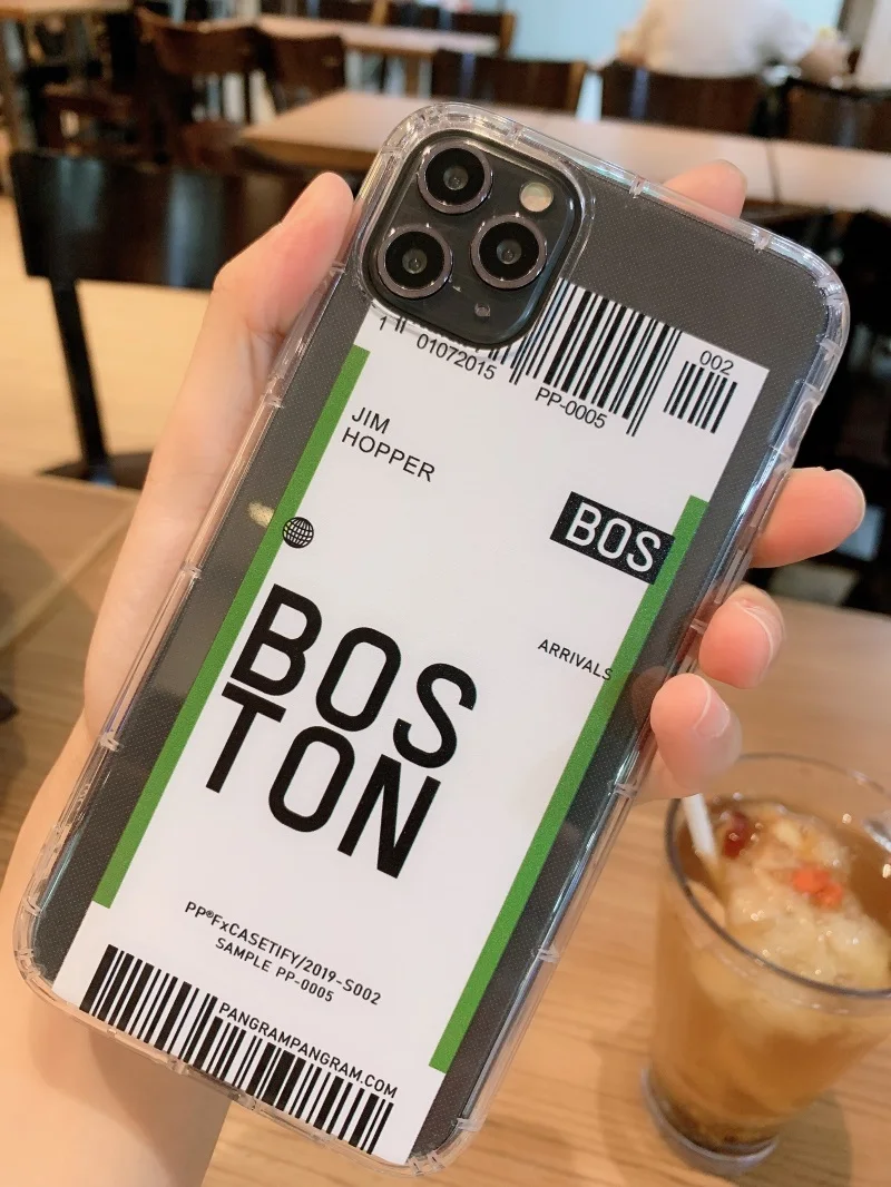 Дорожная этикетка страна чехол для телефона для iPhone 11 Pro Max чехол летный билет письмо чехол для iPhone X XR XS Max 7 8 6 6s Plus чехол - Цвет: US-BOS