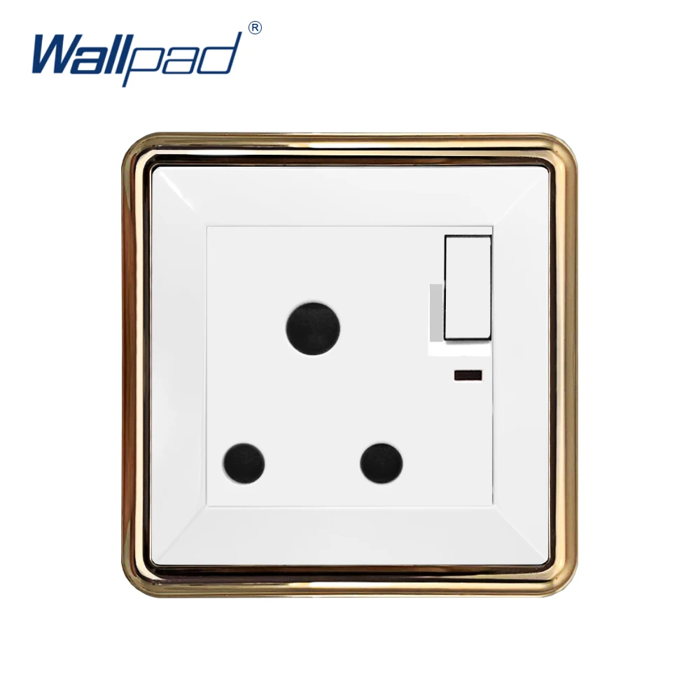 Переключатель Wallpad 3 Pin Великобритания 15A розетка с кнопкой включения выключения настенная электрическая Силовая розетка Золотая панель