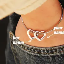 

Stainless Steel Butterfly Clasp Closed Bracelet for Women Personalized Customized Engraved 1-9 Names Bangles for Mama Gift