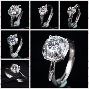 

925 Silver Diamond Test Passed Moissaite Engagemet Rings Rose Gold Platinum Plated Brilliant Cut D Color 1 Carat Moissanite Ring