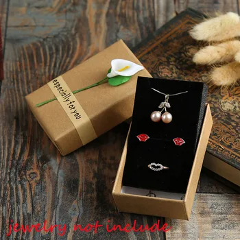 

Ribbon bowknot jewelry box retro kraft jewelry organizer round rings earring box wedding engagement gift package box display
