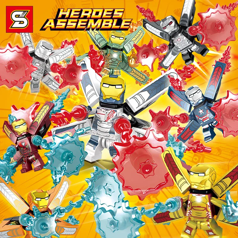 

S Brand Sy1103 Hero Iron Man Doll Toy 8 Mixed Children'S Educational Assembled Building Blocks Toy