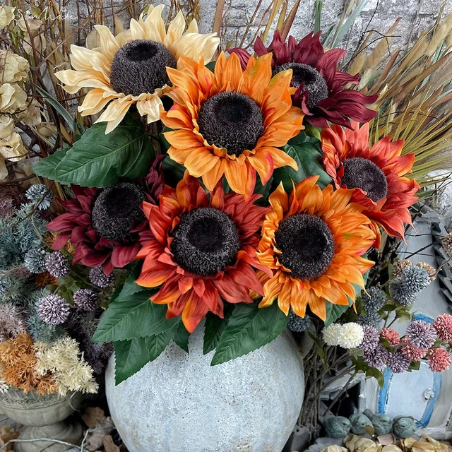 Giant Sunflowers Artificial Flowers 7 Forked Sunflowers 2 Bunch Sunflowers