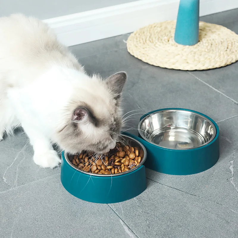 Double Pet Bowls Dog Food Water Feeder Stainless Steel Pet Drinking Dish Feeder Cat Puppy Feeding Supplies Small Dog Accessories