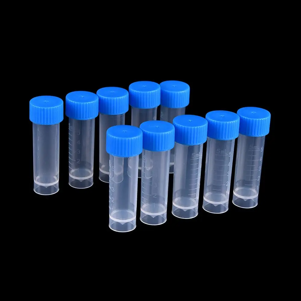 New Laboratory Chemistry Plastic Test Tubes Vials Seal Caps Pack Container for Office School Chemistry Supplies 10 Pcs * 5ml Lab