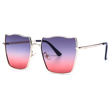 

Woman Fashionable Versatile Gradient Sun Glasses Personalized Water Ripple Metal Frame Sunglasses Men's And Women's Sunglasses