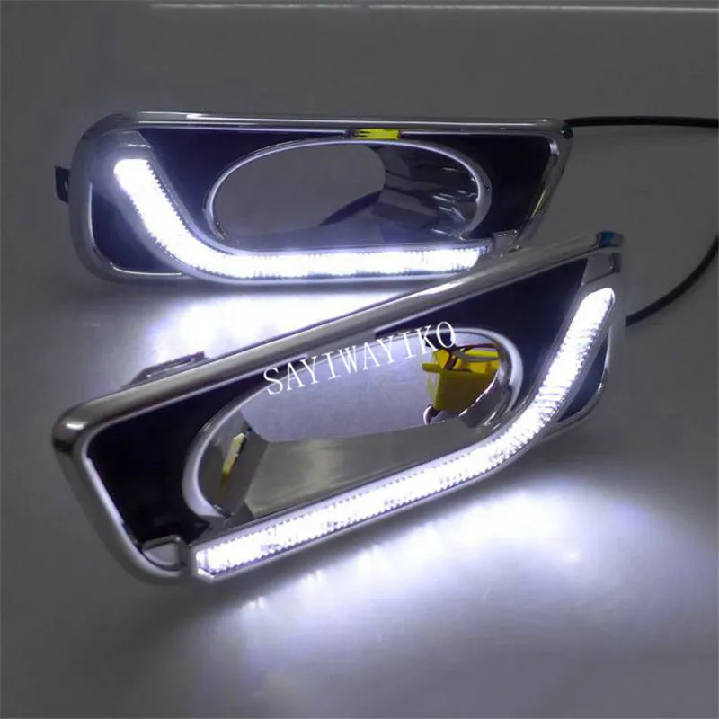 Автомобильный Стайлинг Габаритные огни для Honda city светодиодный DRL 2011 2012 2013 Город СВЕТОДИОДНЫЙ туман светильник Передний фонарь с желтой Включите свет светильник s