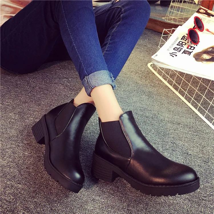 

Boots New Style Chelsea 2017 Children Autumn And Winter Tube Low Heel-Toe round-Toe Korean-style Versatile Martin Boots Ankle Bo