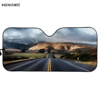 

INSTANTARTS Windshield Sunshade Highway Sonw Forest Print Car Front Window SunShade Sunset Field Golden Maple Auto Sun Visor