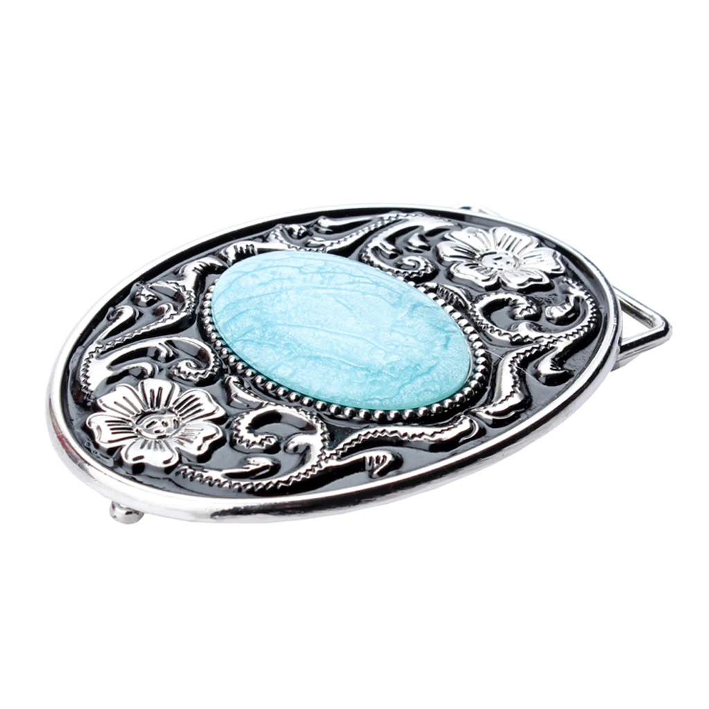Великолепные пряжки для ремня династии Тан с цветком и стеклом - Цвет: Light Blue