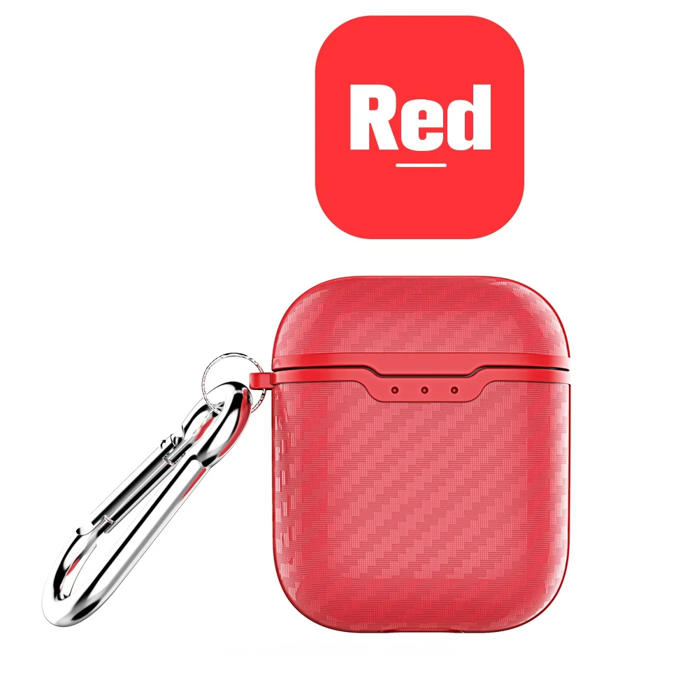Чехол для Airpods2 силиконовый чехол из углеродного волокна для Airpod чехол для Air Pods Оригинальная защитная Bluetooth коробка для наушников - Цвет: Red