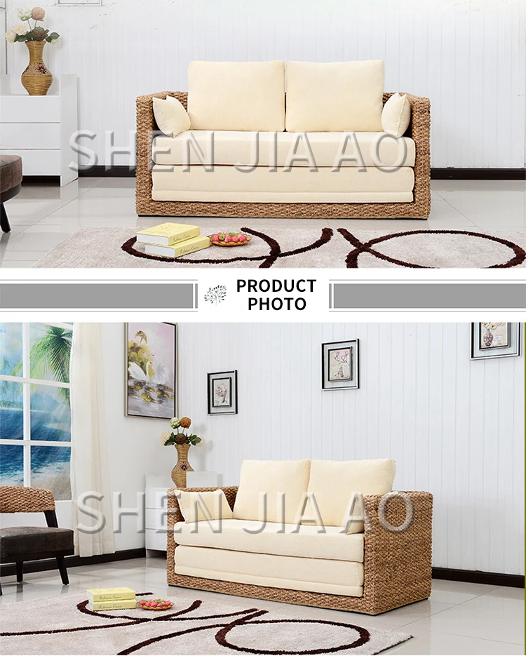 1 шт. маленькая квартира гостиная диван из ротанга двойной диван-кровать из ротанга складная мебель из ротанга раскладной диван-кровать двойной формы