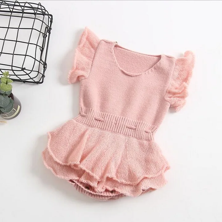 Новинка; Детский комбинезон для маленьких девочек, модное нарядное платье без рукавов с оборками боди для новорожденного, для младенца, особенная приятная мягкая комбинезон Повседневная одежда, комплекты одежды - Цвет: pink