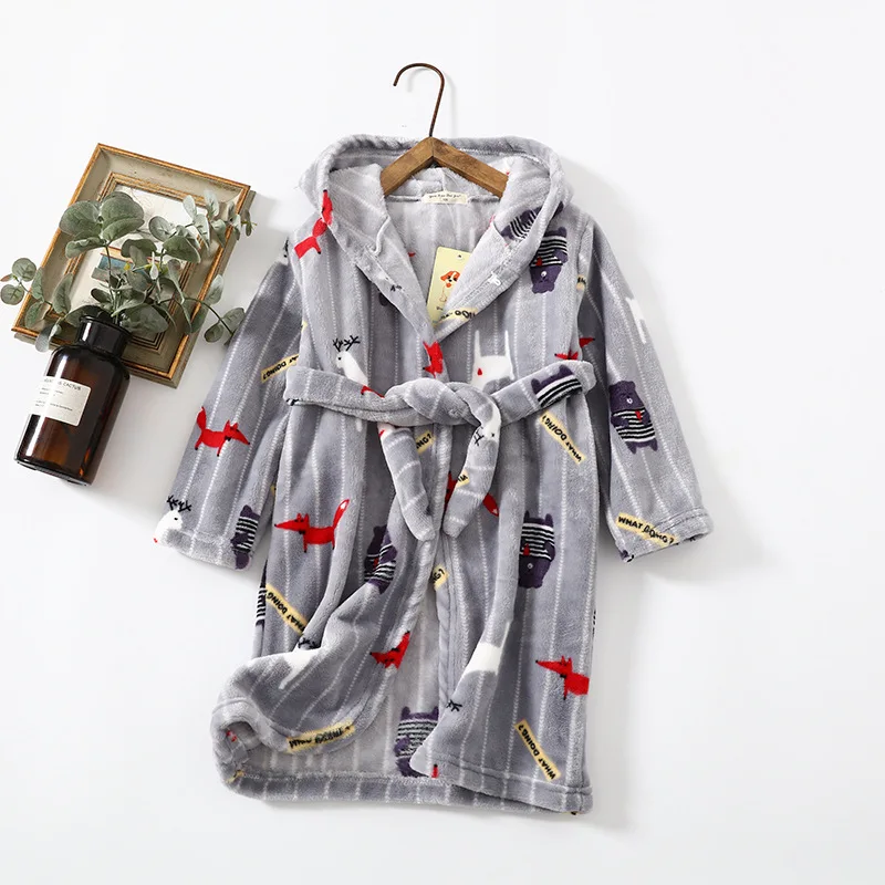 Children Bathrobe Flannel Kids Robe Autumn Winter Boys Girls Baby Cartoon Sleepwear Hooded Nightgown Christmas Gift for Infant Sleepwear & Robes cheap Sleepwear & Robes