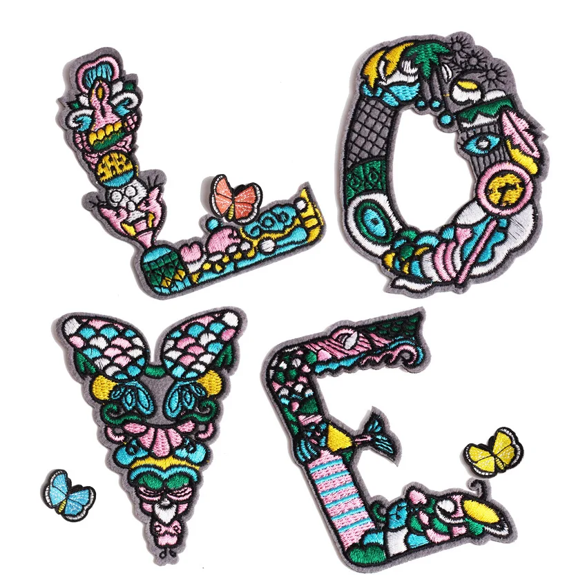 

New Rainbow Peace Love Hippie Flower Patch Butterfly Floral Embroidered Sew on Applique Sewing Fabric Iron on Patchwork Cartoon