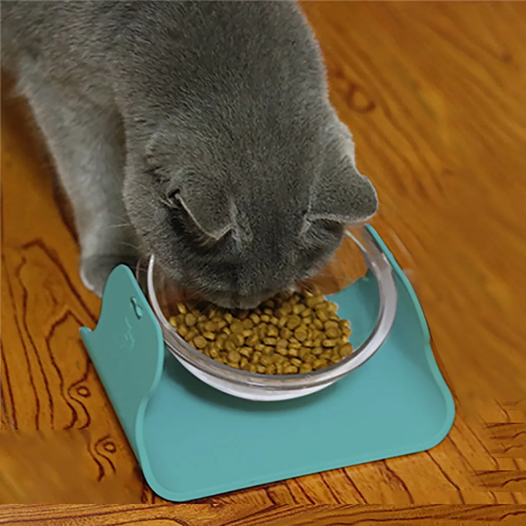 Питомец кошка Кормление щенка миска Pet Регулируемая миска Защита позвоночника поилка прозрачная Нескользящая миска для еды