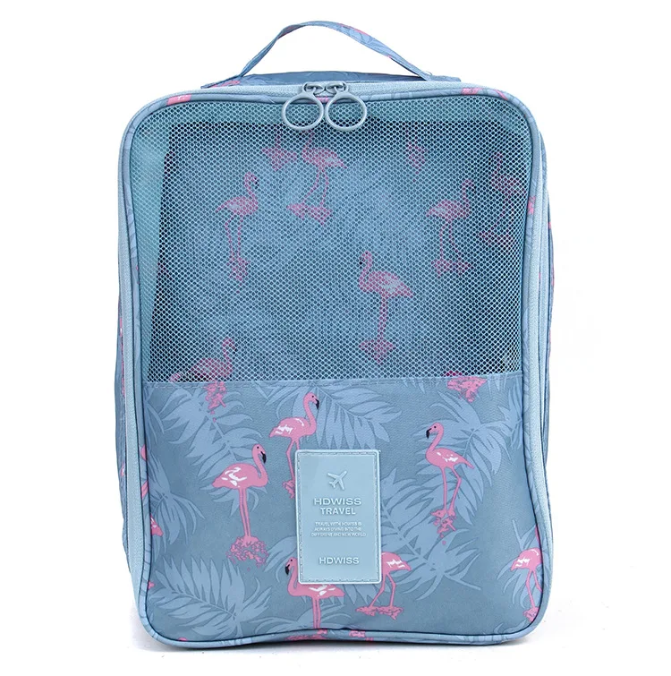 Удобные ботинки и органайзер для одежды Водонепроницаемая нейлоновая сумка для обуви сумка для хранения дорожная сумка переносная двухслойная Сумка Для Макияжа - Цвет: Blue flamingo