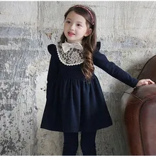 Новинка зимы; Брендовая детская одежда; модная бархатная модель для девочек; детское платье-рубашка с бантом в студенческом стиле; 332