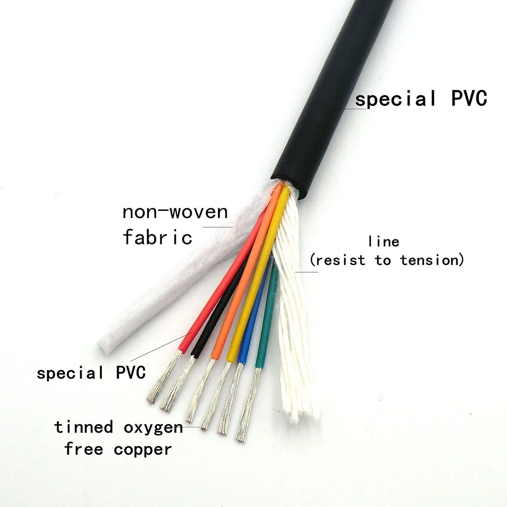 12 жильный кабель гибкий управляющий провод 0,14, 0,2, 0.3mm S2 26awg, 24awg, 22awg Луженая Медь 5 м
