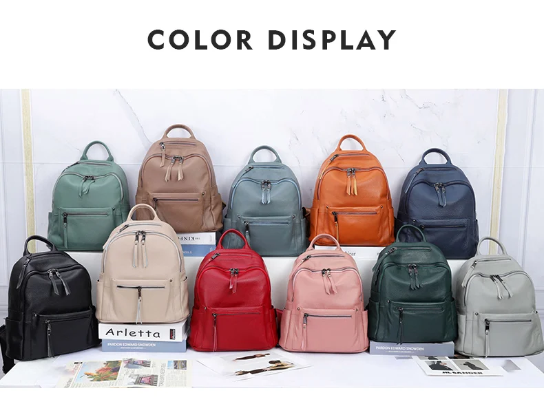 100% Genuine Leather Women Backpack Designer High Quality  School Bag Lady Multifunction Large Capacity Travel Backpacks Mochila