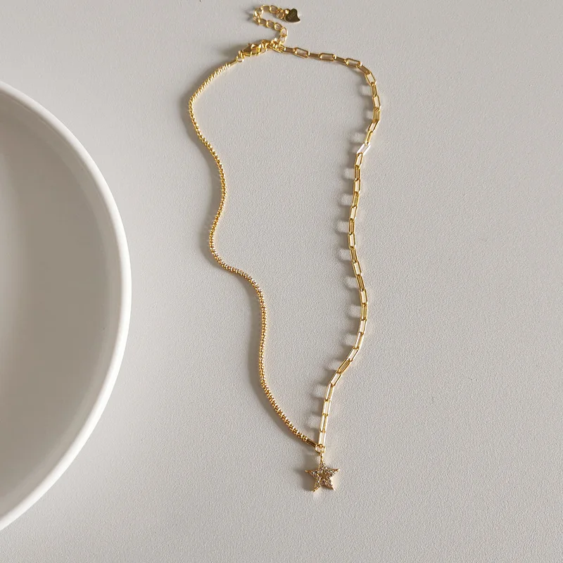 925 Sterling Silver French Simple Golden Star Clavicle Chain Necklace Women Light Luxury Temperament Wedding Party Jewelry Gift - Image 2