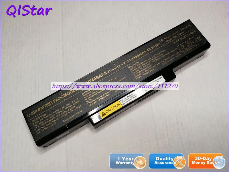 

QISTAR 11.1V 4400mAh Genuine M740BAT-6 6-87-M74SS-4M4 Laptop Battery For Clevo M740 M740K M746 W760TUN Notebook compute