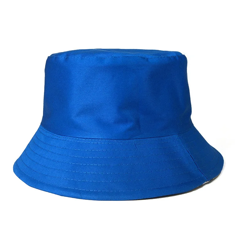 Женская хлопковая шляпа в рыбацком стиле в Корейском стиле, черная, желтая, синяя кепка-купол для девушек, подходит для головы 56-58 см - Цвет: Blue