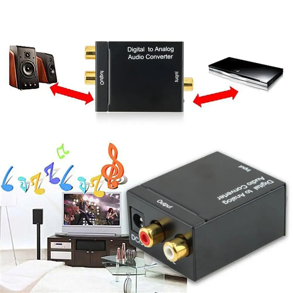 

Digital to Analog Audio Converter Adapter Digital Optical Fiber Coaxial RCA Toslink Signal to Analog Audio Converter RCA for DVD