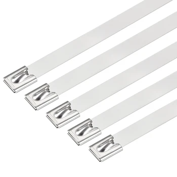 

uxcell Uxcell High Quality 10pcs 400mmx7.9mm Stainless Steel Cable Zip Ties Metal Exhaust Wrap Antioxidative
