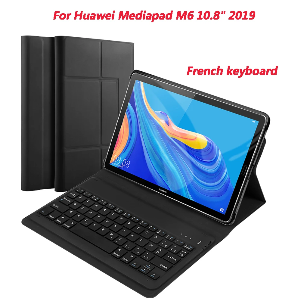 French Keyboard Для huawei MediaPad M6 10,8 планшет Bluetooth клавиатура Магнитная Адсорбция и съемная клавиатура чехол с кожаный чехол - Цвет: French Keyboard
