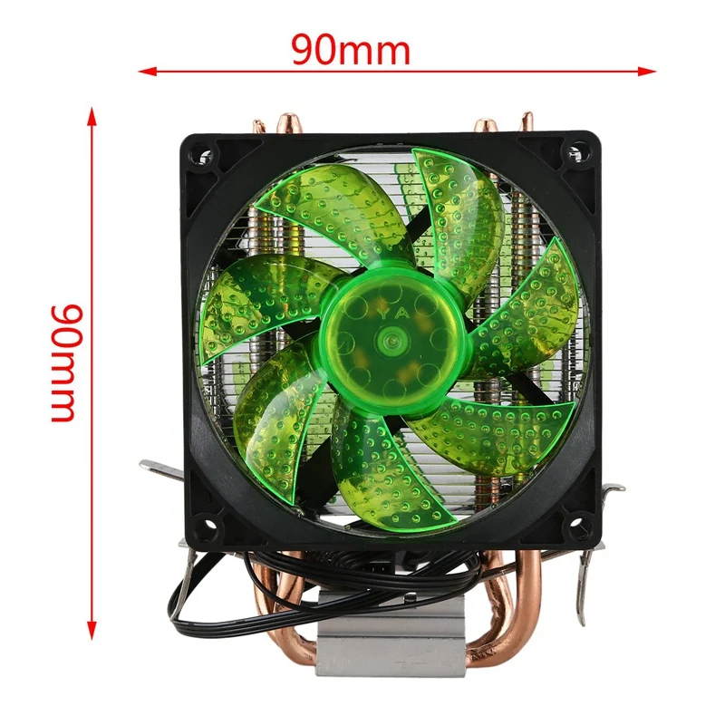 Lanshuo Pure Copper 2 Heat Pipe For 1366 1155 775 Intel/Amd Multi-Platform Cpu Radiator 4 Wire With Light Double Fans
