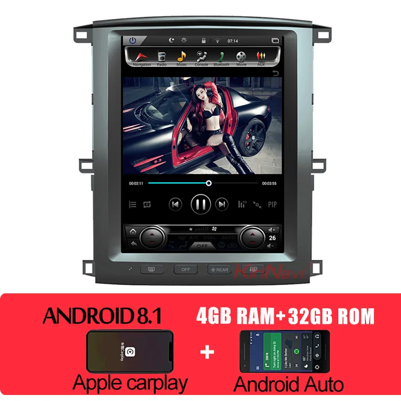 KiriNavi Tesla style 12,1 ''Android 8,1 автомобильный Радио плеер для Toyota Land Cruiser LC200 Автомобильный мультимедийный Dvd НАВИГАЦИЯ 2002-2007 - Цвет: Android Car Radio