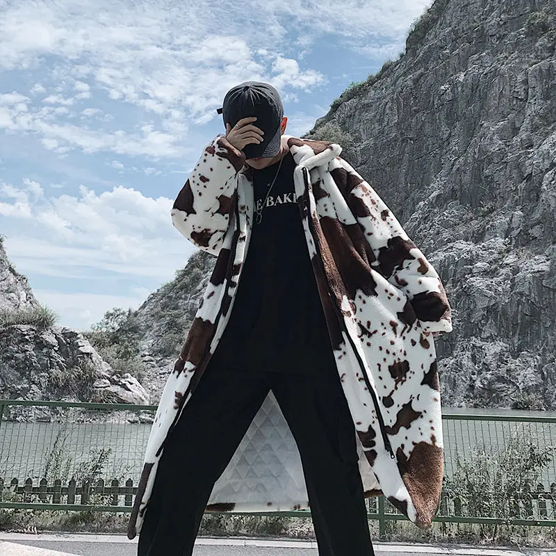 

2020 Winter Men's In Warm Parkas Snow Jackets Tide Trench Thickening Fur Coats Male Milk Printing Cotton-padded Clothes M-3XL