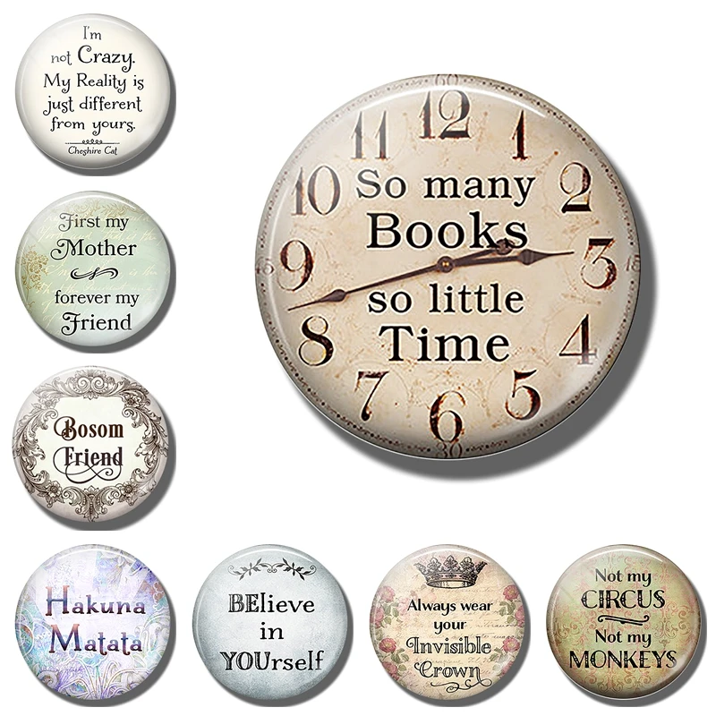 

Vintage Saying Quotation Letter Book Refrigerator Magnets Clock Fridge Magnet Souvenir Message Board Sticky Note Home Decoration