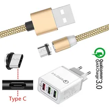 Магнитный usb-кабель для samsung A40 S8 Asus Zenfone 6 ZS630KL 5 ZE620K Redmi Note 7 type C Магнитный зарядный провод QC 3,0 быстрое зарядное устройство