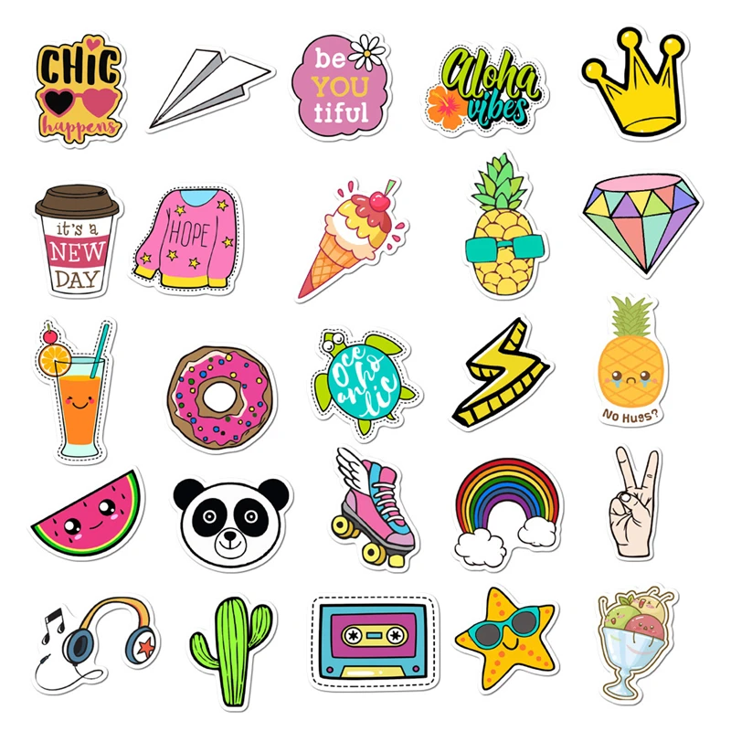 10 30 50pcs vsco vinyl stickers girl essential stuff for water bottles stickers suitable for photo luggage laptop sticker stickers aliexpress