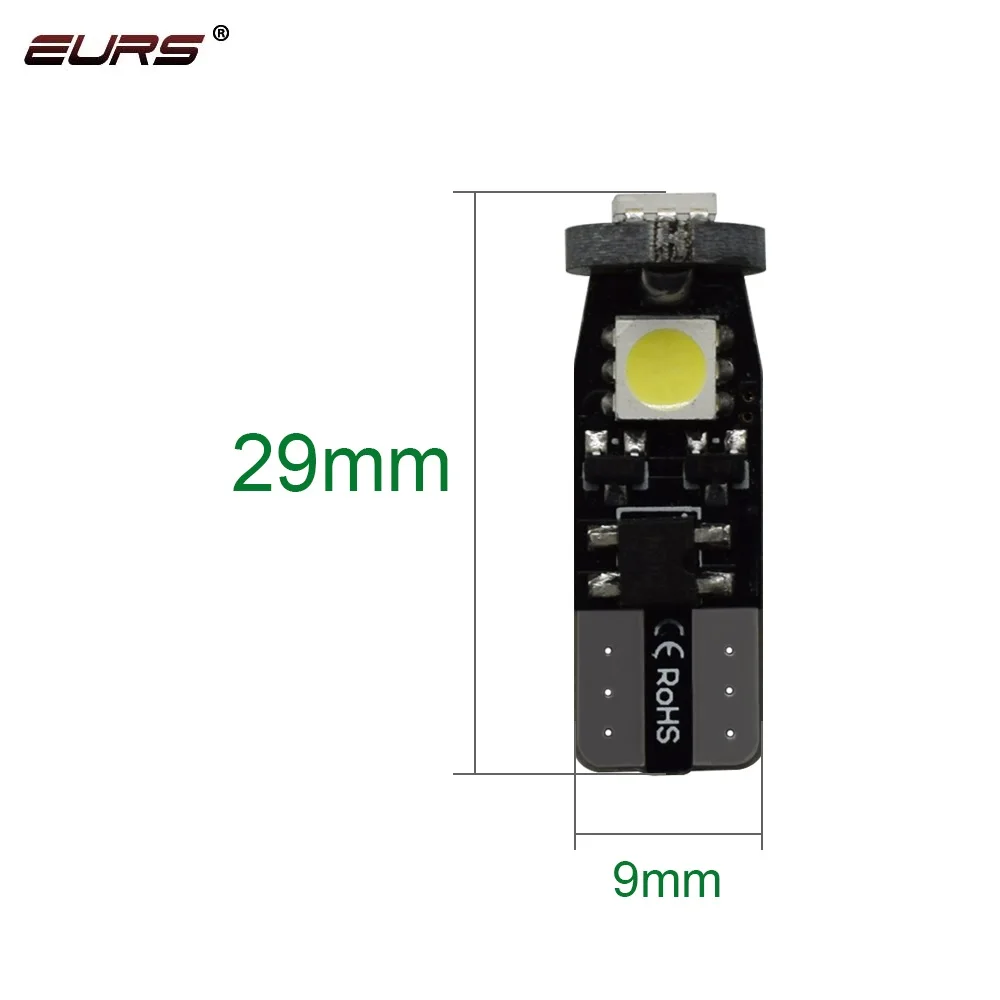 EURS 100 шт T10 светодиодный Белый 3SMD 5050 Светодиодный Свет автомобиля W5w 194 168 CANBUS лампочки ошибки 12 В клиновидная лампа указатель поворота автомобиля Стайлинг