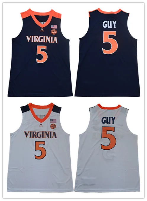 

high quality 5 Kyle Guy 12 De'Andre Hunter Virginia college Retro throwback Basketball Jersey Embroidery Stitched