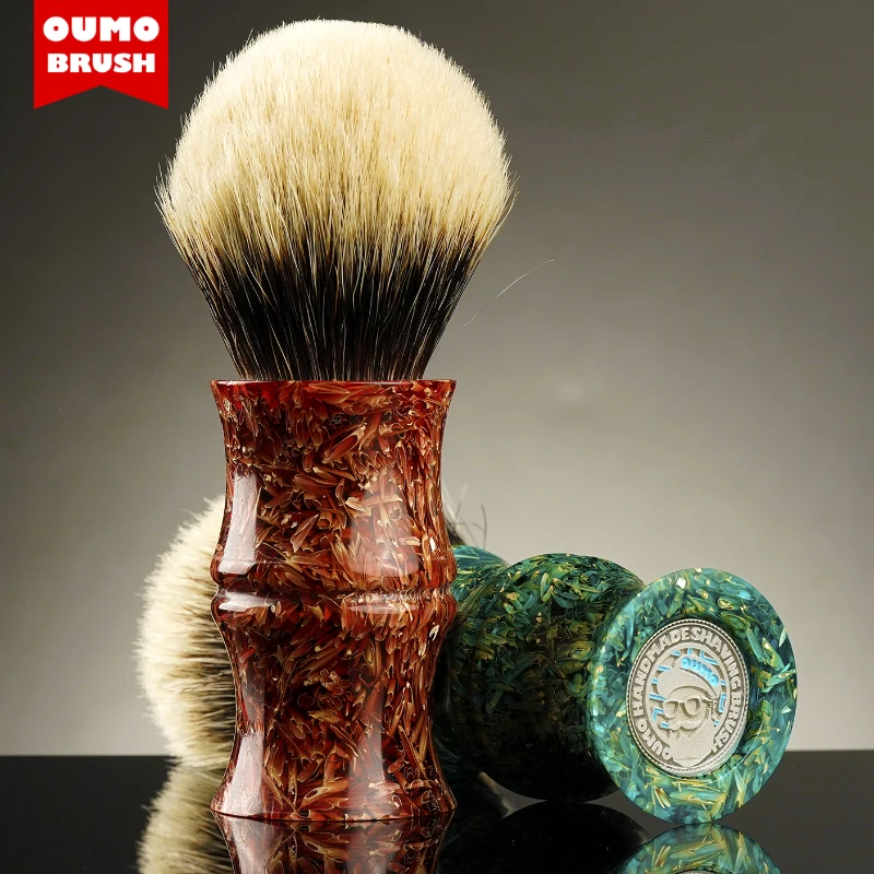 

OUMOBRUSH - Manchester Rice husk bamboo shaving brush with Manchuria/ACE/SILK/WT/HOOK knots