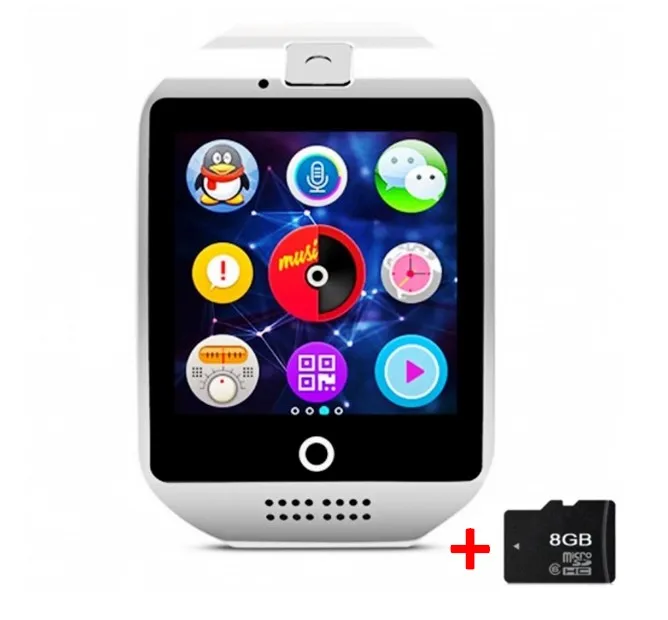 White with 8G Card XIYAN Q18 Шагомер Смарт часы с сенсорным экраном камера TF карта Bluetooth smartwatch для Android IOS Телефон - Цвет: White with 8G Card