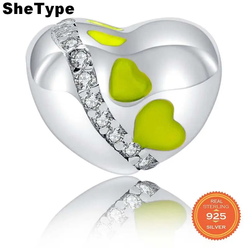 

SheType 2019 New Arrival 2.0g Love Heart Beads for Women Mother Jewelry Making Charm 925 Solid Sterling Silver