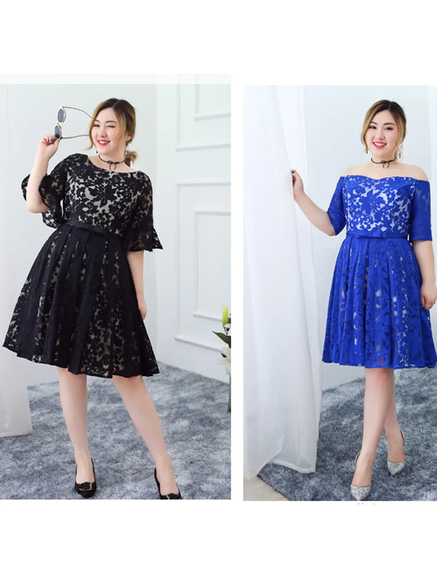 Платья для выпускного вечера длиной до колена, черные короткие платья Vestidos De Gala T292, размера плюс, платья с круглым вырезом, женские вечерние платья с рукавом до локтя для выпускного вечера