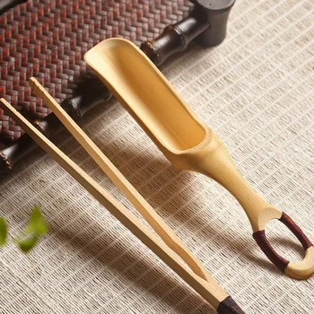 

1pc Log Kung Fu Tea Set Accessories Coffee Measuring Spoon Kitchen Tools Bamboo Tea Spoon