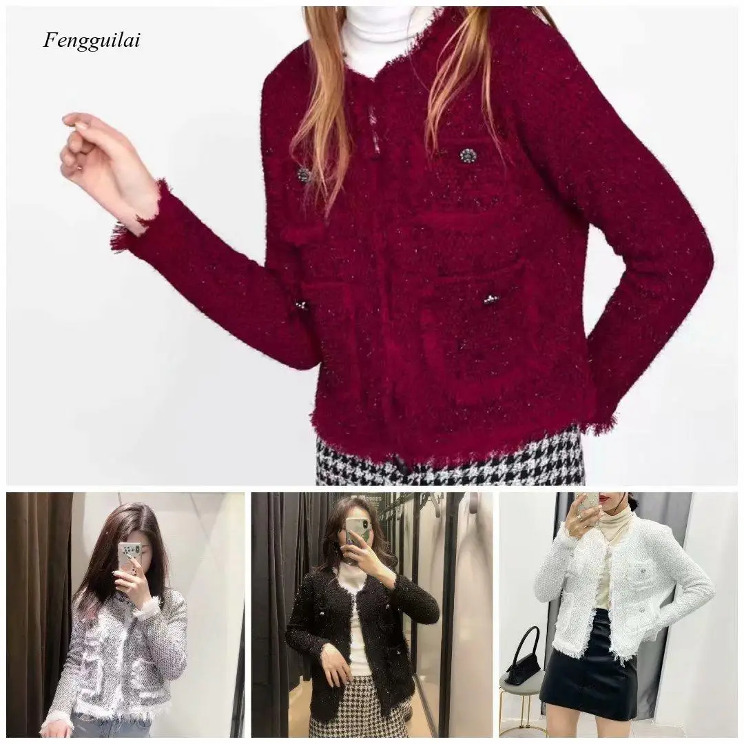 2020 New Women's Tweed Suit Jacket Coat Autumn Warm Fashion for Club Party
