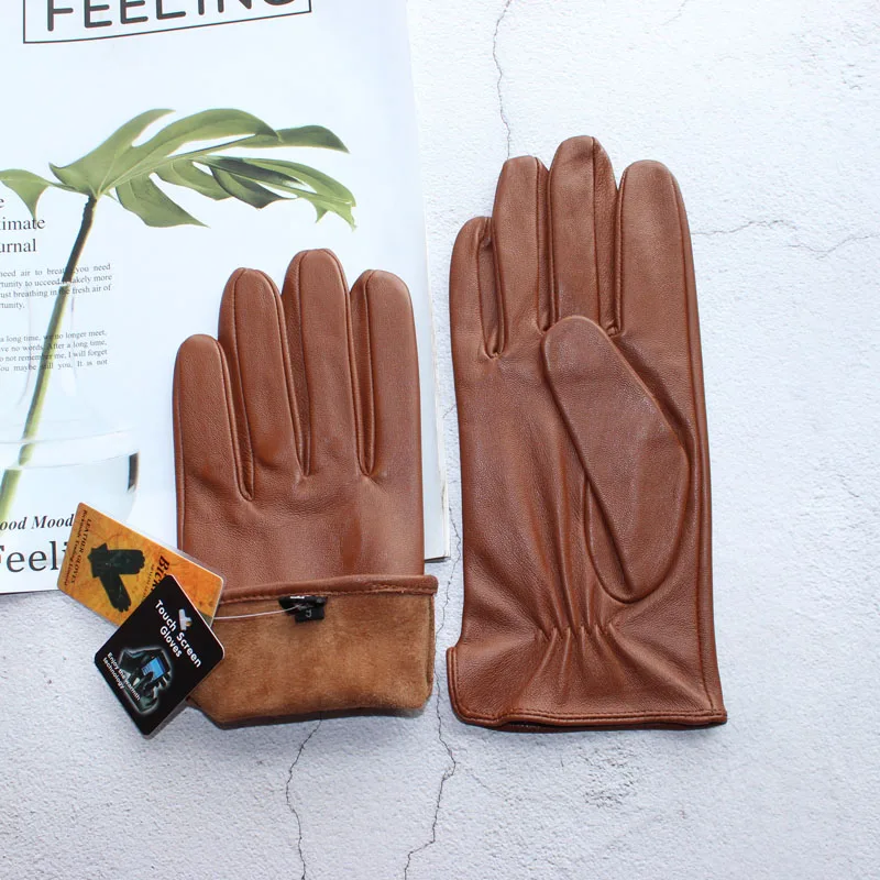 New sheepskin gloves men's leather unlined thin summer can touch screen outdoor sports driving riding gloves spring and autumn
