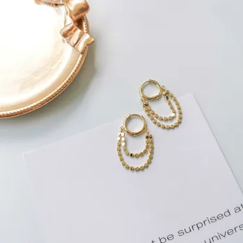 

2020 New Arrival Trendy Women Korean Small Double-layer Tassel Small Sweet Simple Fashion Short Earring Fashion Jewelry