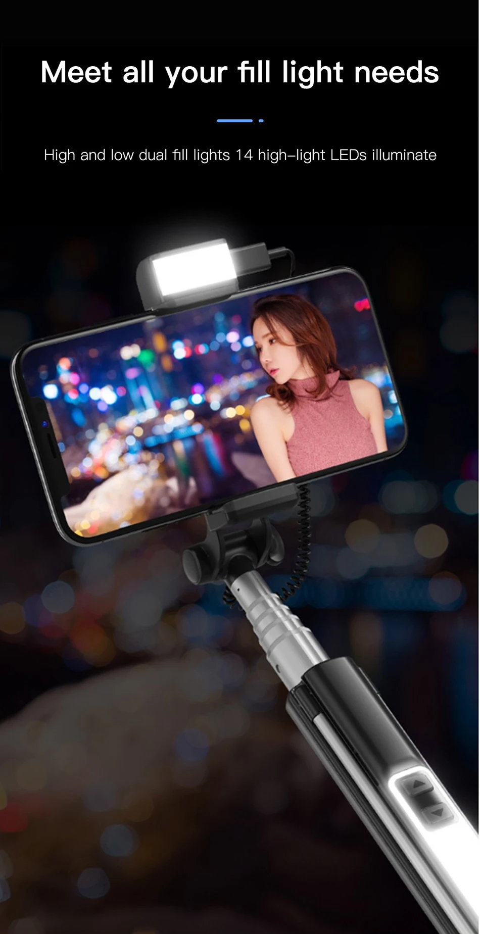 Benks New Wireless Bluetooth Selfie Stick Tripod Extendable With Shutter Button Remote Control Universal For iPhone 11 XR Xiaomi (8)