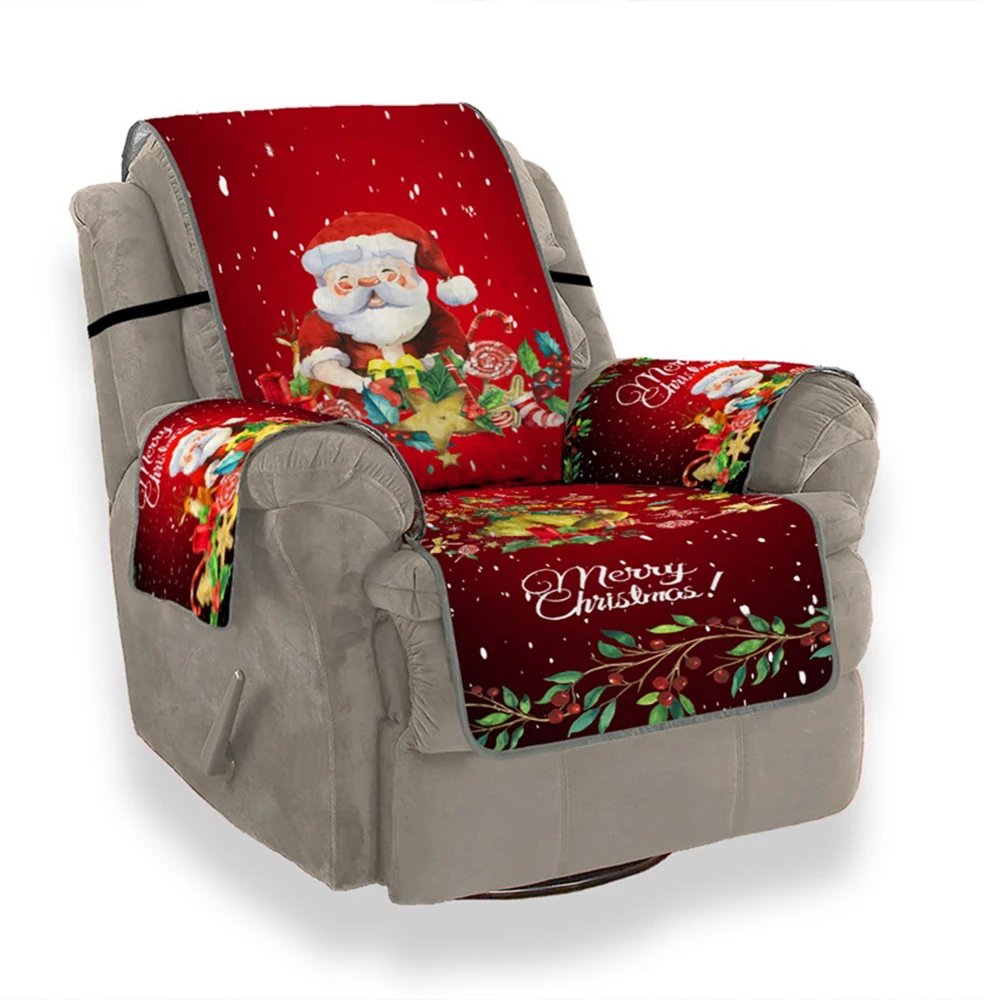 Счастливого Рождества мебель чехлы на сиденья протектор чехол Санта Клаус софа с рисунком диванные покрывала 1/2/3 сидения, цена производителя для Гостиная - Цвет: S